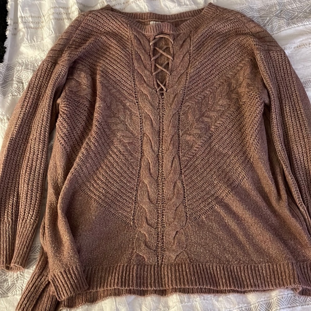 Lace up sweater